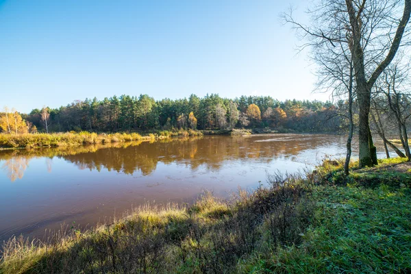 Scenic autumn colored river in country — Stock Photo, Image