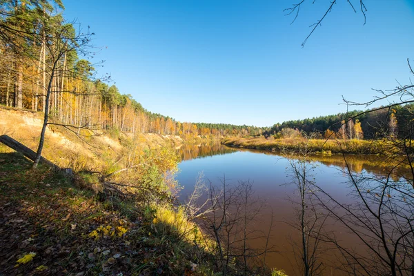 Scenic autumn colored river in country — Stock Photo, Image