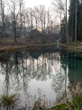 sabah küçük bir göl yansımaları ile temizleyin