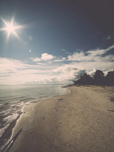 Skyline praia com areia e perspectiva. Vindima . — Fotografia de Stock