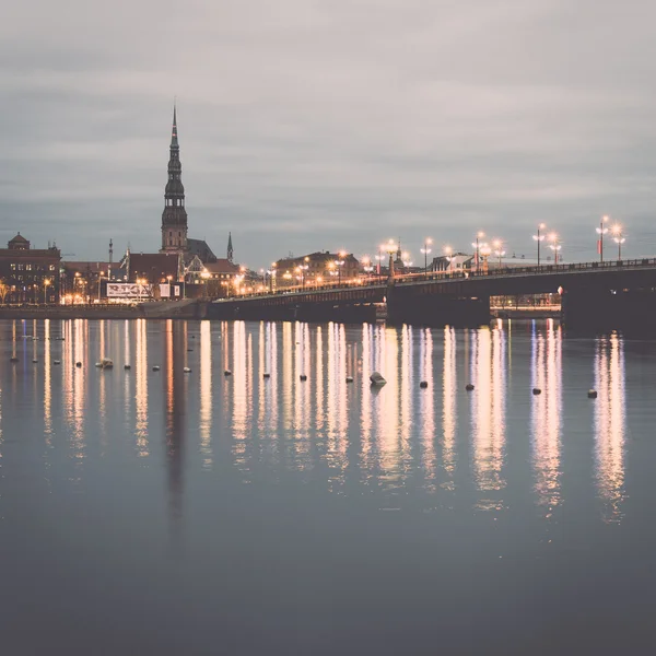 Panorama of the city of Riga, Latvia.. Vintage. — Stock Photo, Image