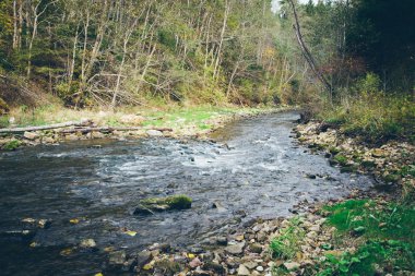 dağ nehir kayalar ve kumtaşı. Retro grenli film bak
