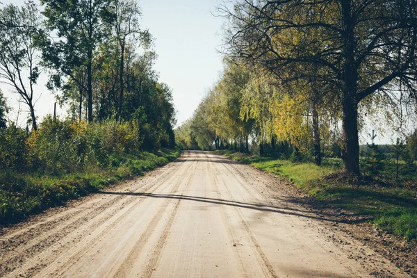 Empty country road. Retro grainy film look. — Stock Photo, Image