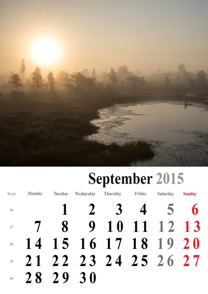 Calendrier 2015 septembre. sélection d'images nature. europe. interna — Photo