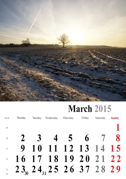 Calendar 2015 march. nature image selection. europe. internation — Stock Photo, Image