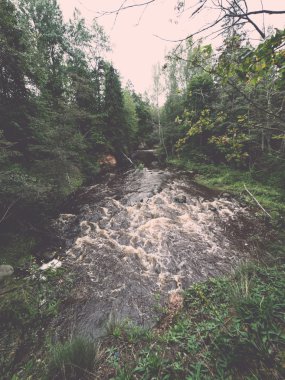 Dağ nehre Flowing su akışı ve sandsto ile göster
