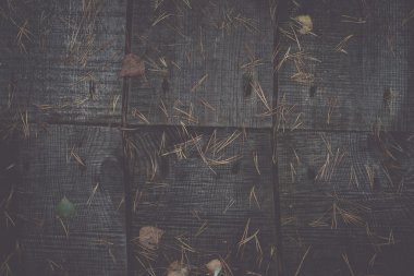 eski ahşap plakalar yaprakları ile - retro, vintage kaplı.