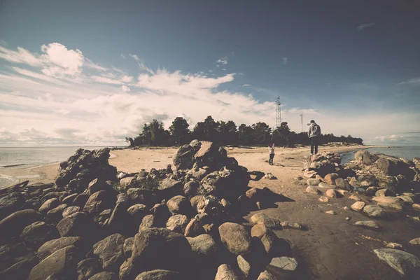 Skyline praia com areia e perspectiva - retro, vintage — Fotografia de Stock