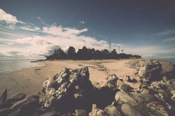 Horizonte de playa con arena y perspectiva - retro, vintage —  Fotos de Stock