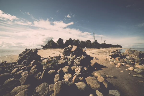 Strand skyline met zand en perspectief - retro, vintage — Stockfoto