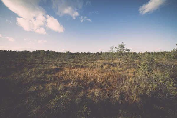 Liggande under morgonhimlen med moln - retro, vintage — Stockfoto