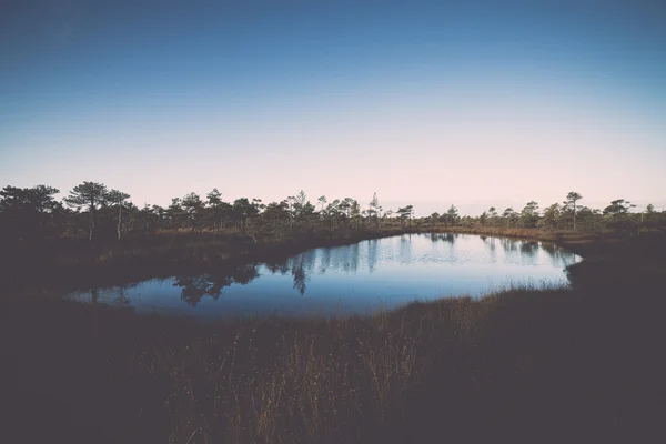 Wooden footpath on the bog - retro, vintage — Stock Photo, Image