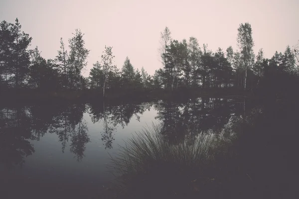 Őszi tó a fák - gondolatok retro, vintage — Stock Fotó