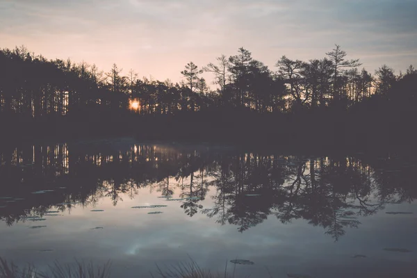 Reflets dans l'eau du lac - rétro, vintage — Photo