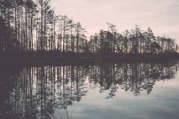 Reflejos en el agua del lago - retro, vintage —  Fotos de Stock