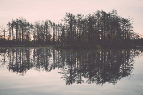 Reflejos en el agua del lago - retro, vintage —  Fotos de Stock