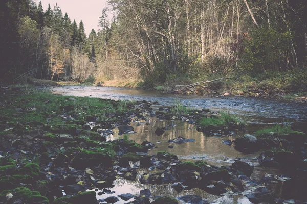 Horská řeka s kamením a pískovce - retro a vintage — Stock fotografie