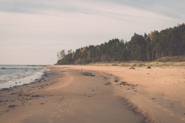 Kıyı Baltık Denizi Beach kayalar ve kum tepeleri - retro,