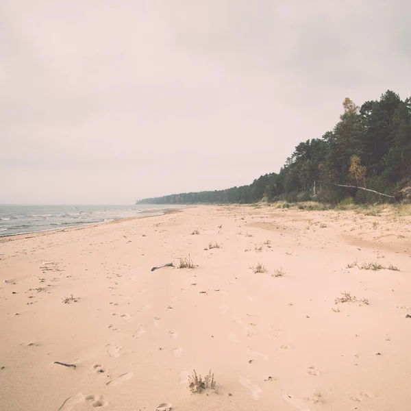 Kustlijn van Baltische Zee strand met rotsen en duinen - retro, — Stockfoto