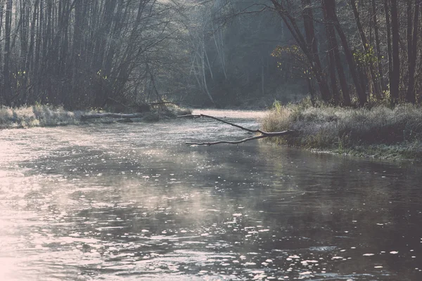 Scenic autumn colored river in country - retro, vintage — Stock Photo, Image