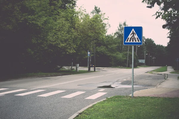 Road signs and lines on asphalt - retro, vintage — Stock Photo, Image