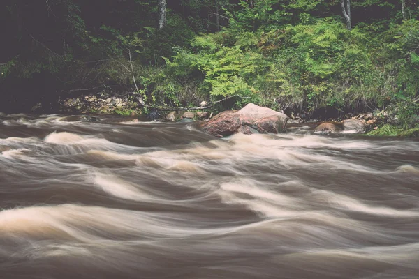 Vue sur la rivière de montagne avec le courant d'eau et le sable — Photo