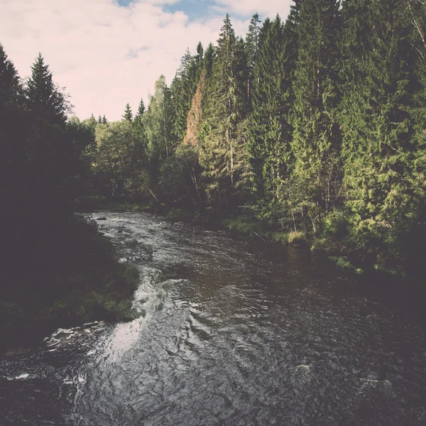 Vue sur la rivière de montagne avec le courant d'eau et le sable — Photo