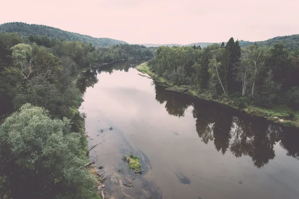 Gauja nehir ve orman yukarıda - retro, vintage — Stok fotoğraf
