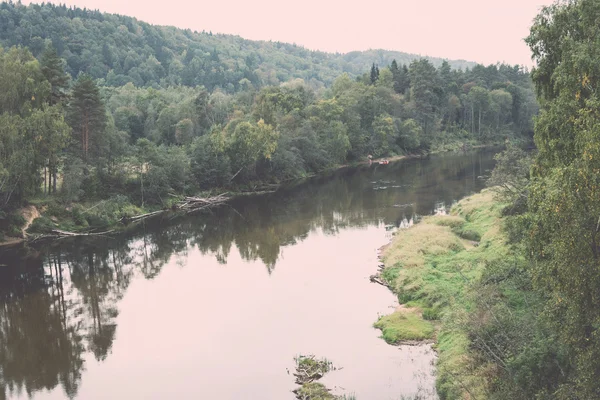 river of Gauja and forests from above - retro, vintage