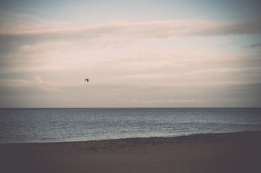 bulutlar ve ıssız dune doğru dalgalar ile sonbaharda Baltık beach