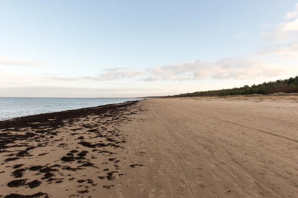 Baltische strand in Val met wolken en golven naar verlaten Duin — Stockfoto