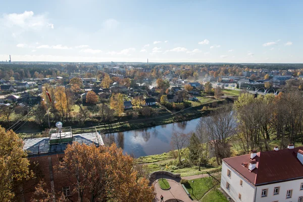 Aerial view of rural city in latvia. valmiera — Stock Photo, Image