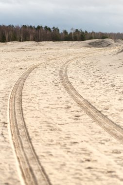 Plajda lastik izleri var.