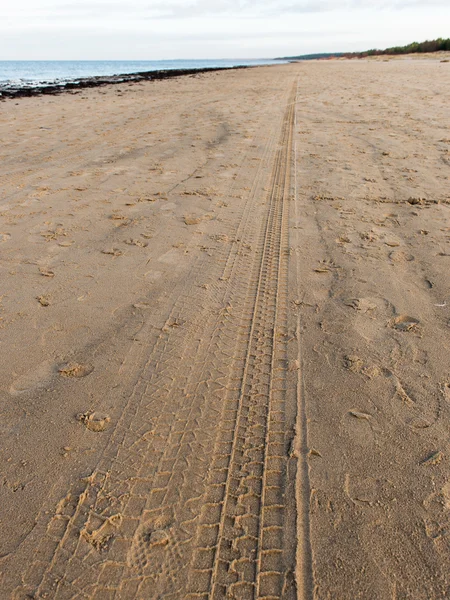 Автомобільні шини на пляжному піску — стокове фото