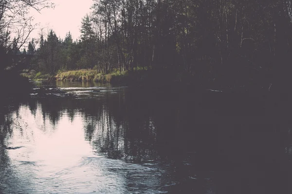 Río de montaña en verano rodeado de bosque - vintage retro —  Fotos de Stock