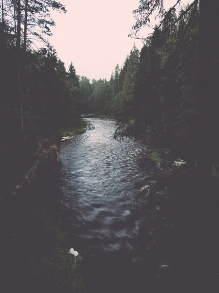 Río de montaña en verano rodeado de bosque - vintage retro — Foto de Stock