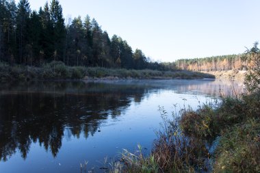 ülkede doğal sonbahar renkli Nehri