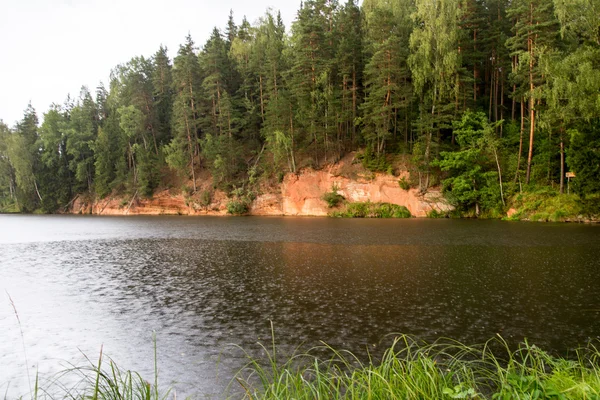 Γκρεμοί από αμμόλιθο στα το εθνικό πάρκο Gaujas, Λετονία — Φωτογραφία Αρχείου
