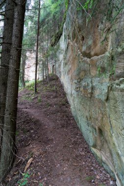 Antik kumtaşı kayalıklarla Gaujas Milli Parkı, Letonya