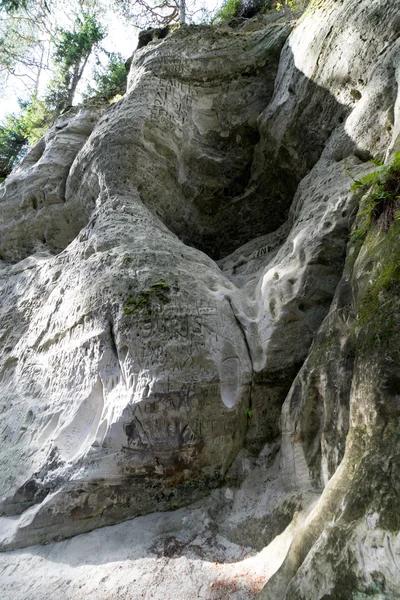 Falaises de grès antiques dans le parc national de Gaujas, Lettonie — Photo