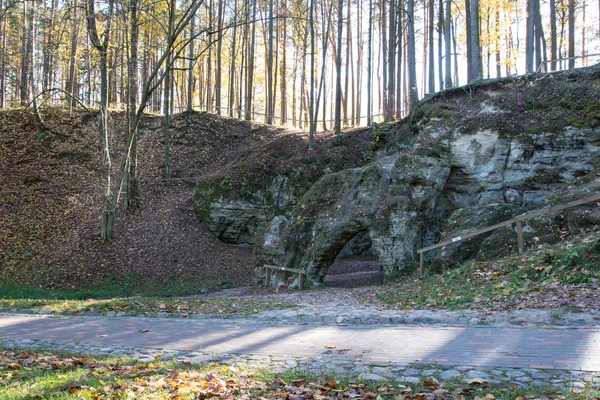 Antiguos acantilados de arenisca en el Parque Nacional Gaujas, Letonia — Foto de Stock