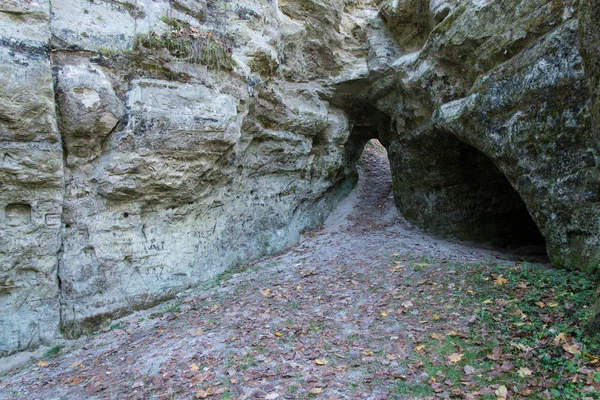 Antieke zandstenen rotsen in het Gaujas National Park, Letland — Stockfoto