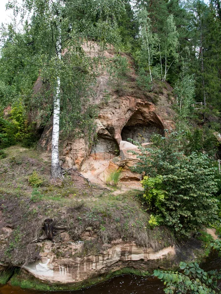 Antiguos acantilados de arenisca en el Parque Nacional Gaujas, Letonia —  Fotos de Stock