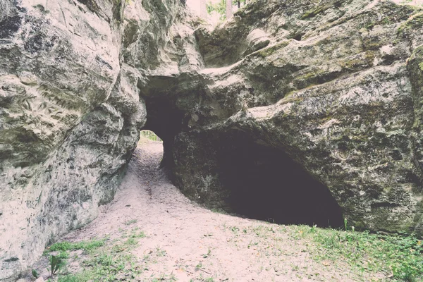 Antiche scogliere di arenaria nel Parco Nazionale di Gaujas, Lettonia - v — Foto Stock