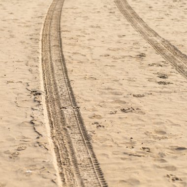 Plajda lastik izleri var.
