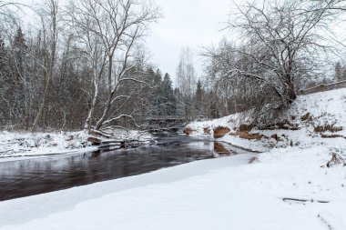 Donmuş kış nehir manzarası