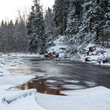 Donmuş kış nehir manzarası