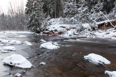 Donmuş kış nehir manzarası