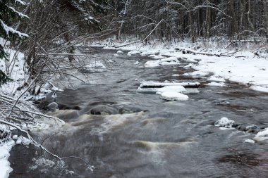 Donmuş kış nehir manzarası