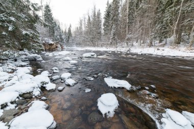 Donmuş kış nehir manzarası